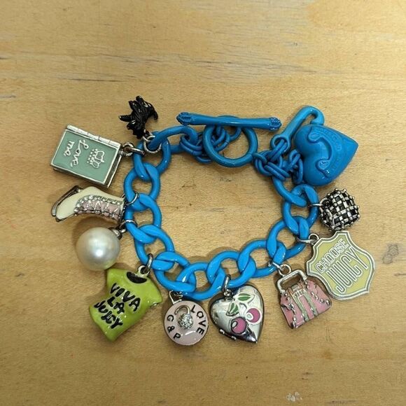 Juicy Couture Y2K Turquoise Enamel Vintage Charm Bracelet w/ Rare Charms - Picture 4 of 9